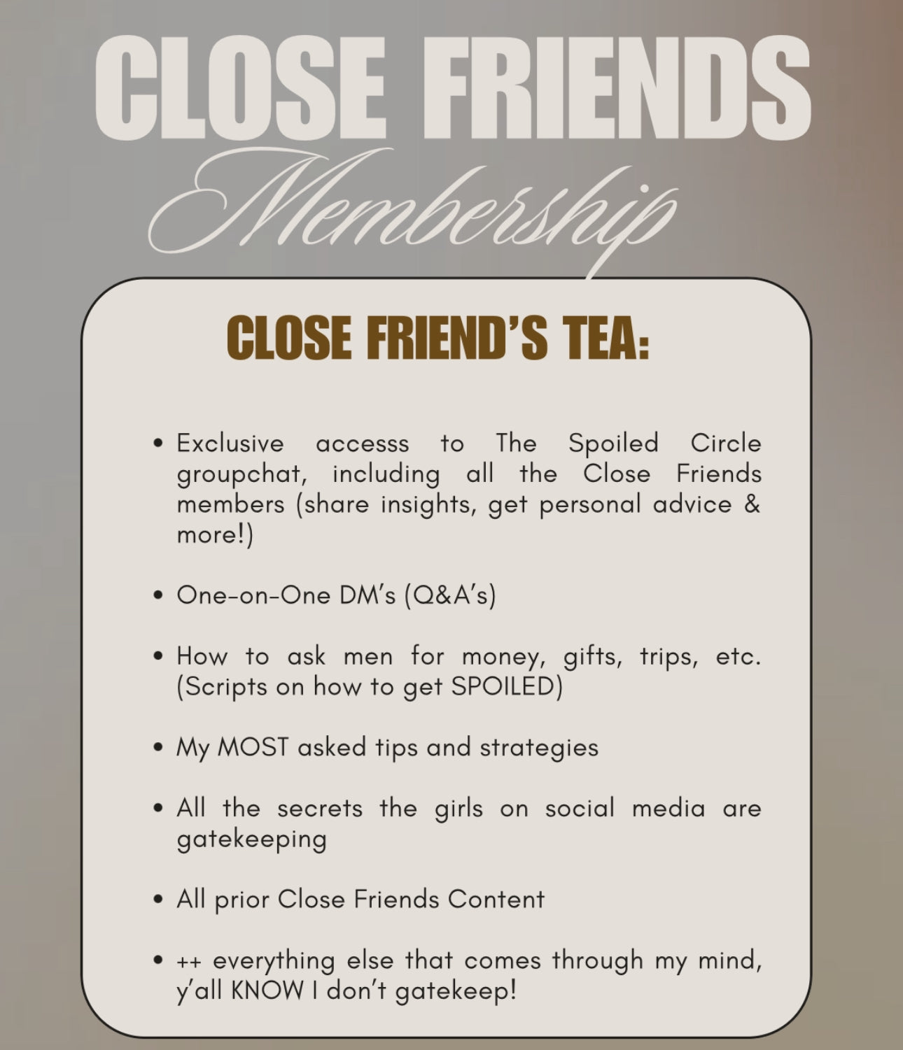 Close Friends - Entry Ticket